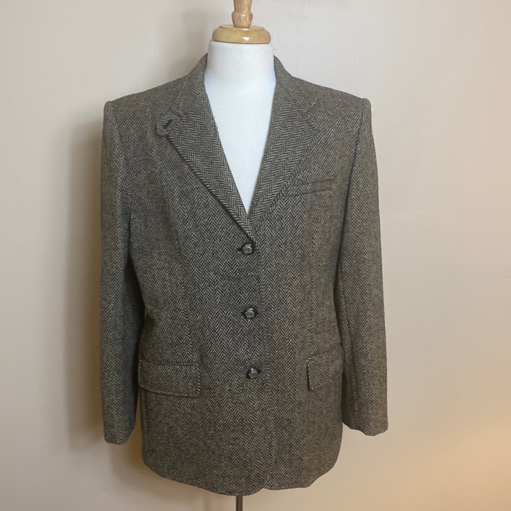 Lauren Ralph Lauren Women’s 100% Wool Blazer. Classic Style. Sz 14. Herringbone